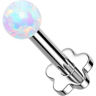 Titanio Labret Base a fiore d´argento e sfera in opale Push-In