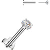 Titanium Labret prong set zirconia Push-In