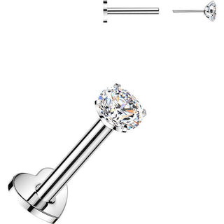 Titanium Labret prong set zirconia Push-In