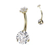 Titanio Piercing Ombelico Zirconi a fiore Push-In