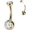 Titanium Belly Button Piercing bezel setting zirconia Push-In