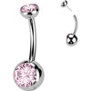 Titanium Belly Button Piercing bezel setting zirconia Push-In