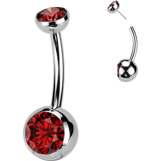 Titanium Belly Button Piercing bezel setting zirconia Push-In
