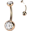 Titanium Belly Button Piercing bezel setting zirconia Push-In