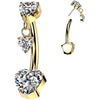 Titanium Belly Button Piercing heart zirconia dangle Push-In