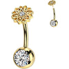 Titanio Piercing Ombelico Fiore zirconi Push-In