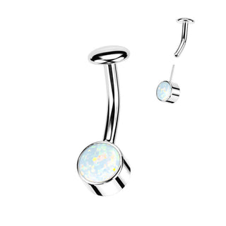 Titanio Piercing Ombelico Opale con montatura d´argento Push-In