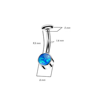 Titanio Piercing Ombelico Opale con montatura d´argento Push-In