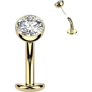Titanium Belly Button Piercing Hemisphere Zirconia Push-In