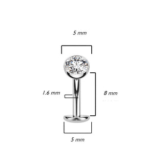 Titanio Piercing Ombelico Semisferico con Zircone Push-In