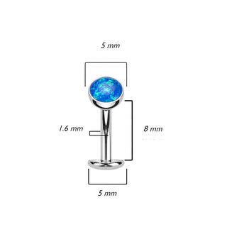 Titanio Piercing Ombelico Semisferico con Opale Push-In