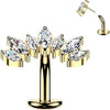 Titanium Belly Button Piercing 7 marquise zirconia curve Push-In