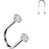 Titanium Horseshoe U Hoop Prong Setting Zirconia Push-In