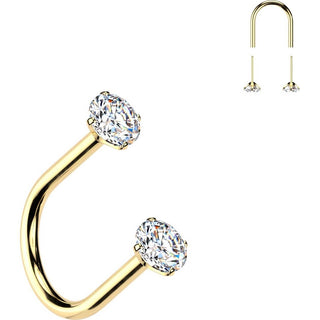 Titanium Horseshoe U Hoop Prong Setting Zirconia Push-In