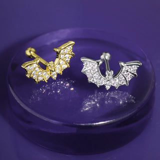 Barbell Pipistrello con zirconi in Oro / Argento
