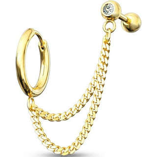 Barbell Zircone con catena e anello Clicker