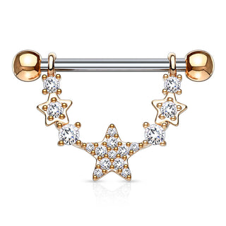 Piercing Capezzolo Pendente con stelle di zirconi