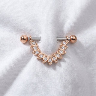 Nipple Piercing Leaves dangle Zirconia – getragen