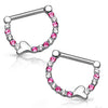 Piercing Capezzolo Cuore con zirconi Clicker