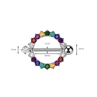 Nipple Piercing Rainbow Wreath Zirconia