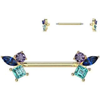 Nipple Piercing multicolor zirconias