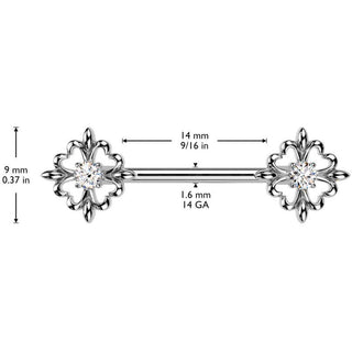 Piercing Capezzolo fleur de lis estremità zircone