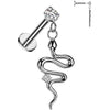 Labret snake dangle zirconia Internally Threaded