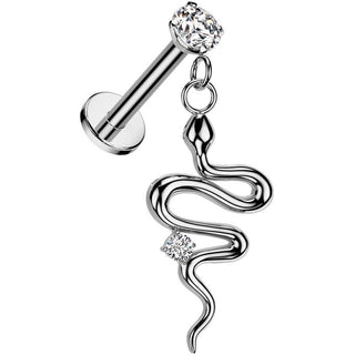 Labret snake dangle zirconia Internally Threaded