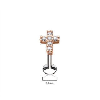 Labret Cross Zirconia Internally Threaded