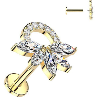 Labret 5 marquise cubic zirconia pave wreath Internally Threaded