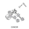 Labret Segni zodiacali Zirconi e Argento Filettatura Interna