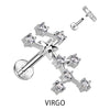 Labret Segni zodiacali Zirconi e Argento Filettatura Interna