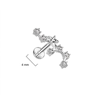 Labret Zodiac sign Zirconia Silver Internally Threaded