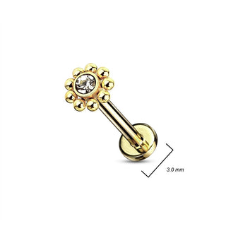 Labret Flower Zirconia Internally Threaded