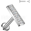 Labret 5 cubic zirconia bar prong setting Internally Threaded