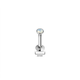 Labret Opal Flat Silver Internally Threaded