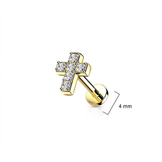 Labret Cross Zirconia Internally Threaded