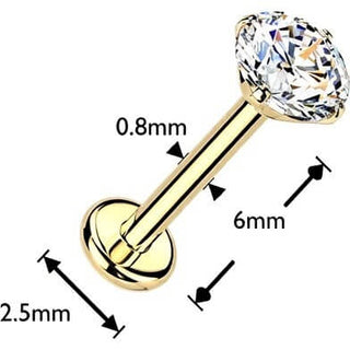 Titanium Labret zirconia prong setting Push-In