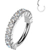 Titanium Ring outward facing pave moissanite Clicker