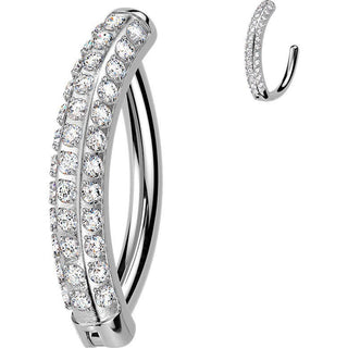Titanium Belly Button Piercing pave cnc set moissanite triple line