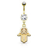 Piercing Ombelico Zirconi con Hamsa pendente