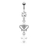 Piercing Ombelico Zircone con pendente croce e corona