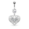 Piercing Ombelico Cuore pendente di zirconi