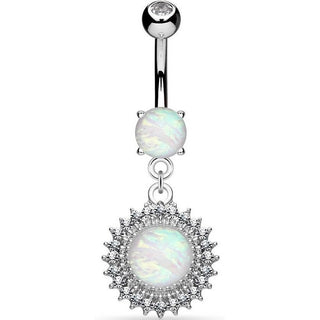 Piercing Ombelico Pendente sfera di opale