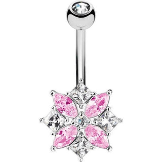 Piercing Ombelico Fiore d´argento e zirconi