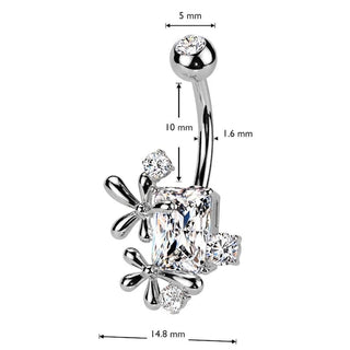 Belly Button Piercing flowers zirconia