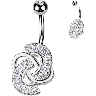 Belly Button Piercing knot baguette cut zirconia