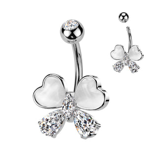 Belly Button Piercing butterfly zirconia cat's eye stone