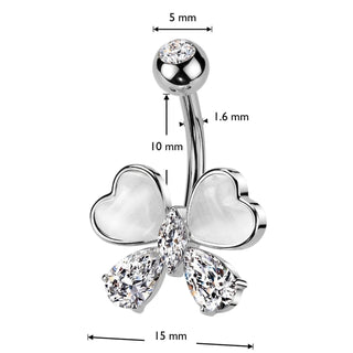 Belly Button Piercing butterfly zirconia cat's eye stone