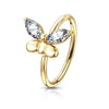 Anello Piercing Farfalla Zircone e Oro Pieghevole